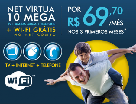 INTERNET + TV ASSINATURA + TELEFONE POR R$ 69,70 AO MÊS